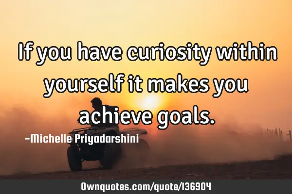 If you have curiosity within yourself it makes you achieve