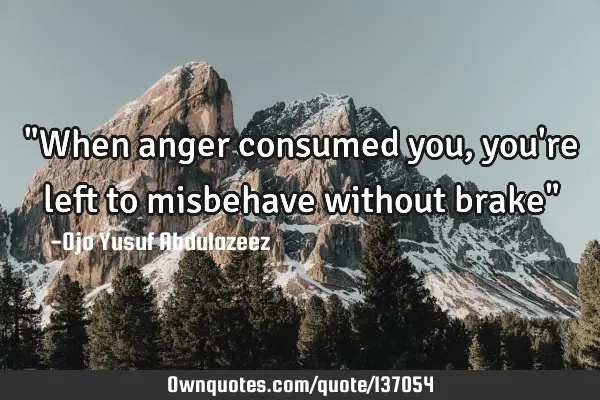 "When anger consumed you, you
