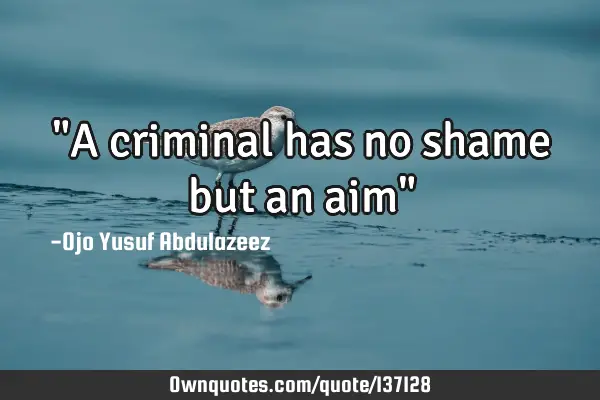 "A criminal has no shame but an aim"