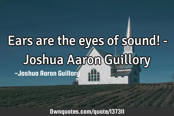 Ears are the eyes of sound! - Joshua Aaron G