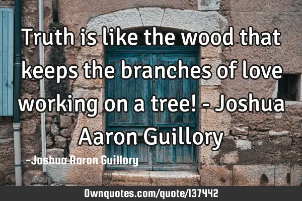 Truth is like the wood that keeps the branches of love working on a tree! - Joshua Aaron G
