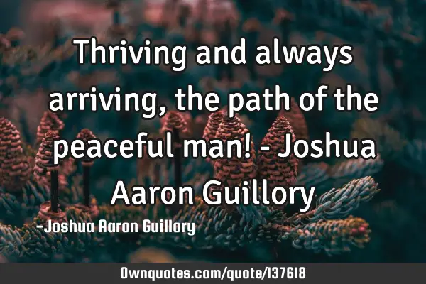 Thriving and always arriving, the path of the peaceful man! - Joshua Aaron G