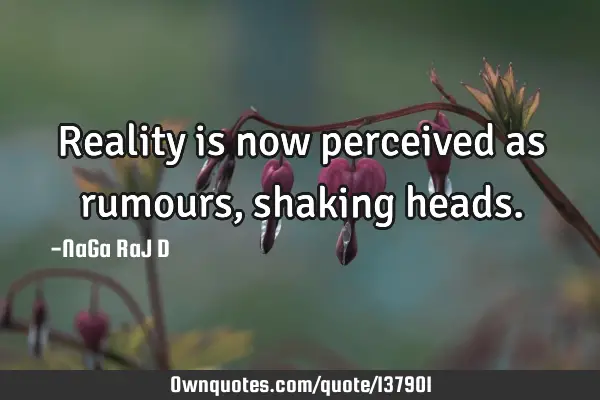 Reality is now perceived as rumours, shaking