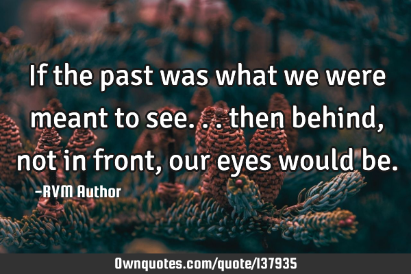 If the past was what we were meant to see... then behind, not in front, our eyes would
