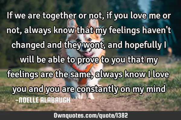 If we are together or not, if you love me or not, always know that my feelings haven