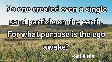 No one created even a single sand particle on the earth. For what purpose is the ego awake?