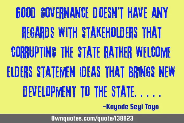 Good governance doesn