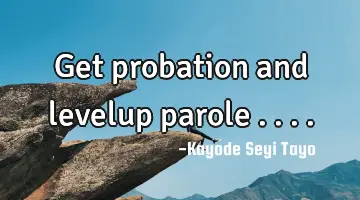 Get probation and levelup parole ....