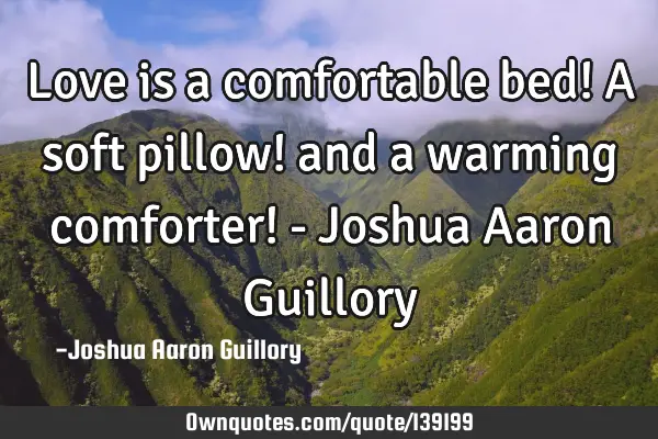 Love is a comfortable bed! A soft pillow! and a warming comforter! - Joshua Aaron G