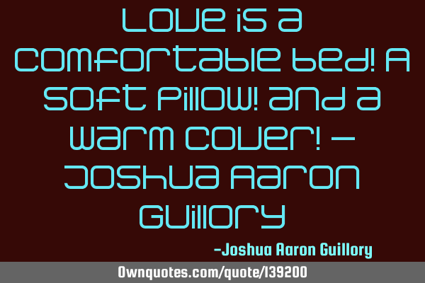 Love is a comfortable bed! A soft pillow! and a warm cover! - Joshua Aaron G