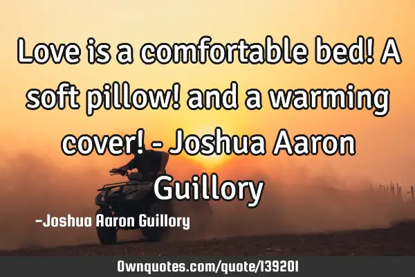 Love is a comfortable bed! A soft pillow! and a warming cover! - Joshua Aaron G