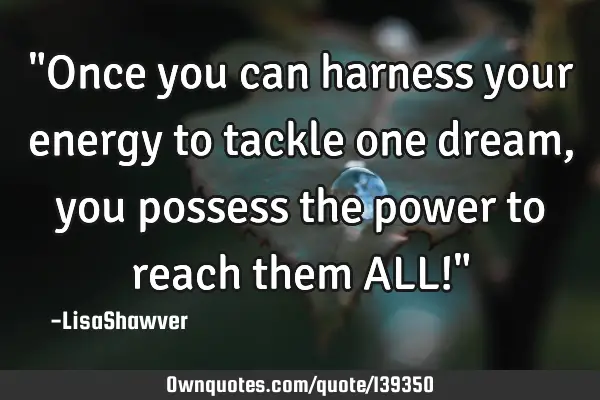 "Once you can harness your energy to tackle one dream, you possess the power to reach them ALL!"