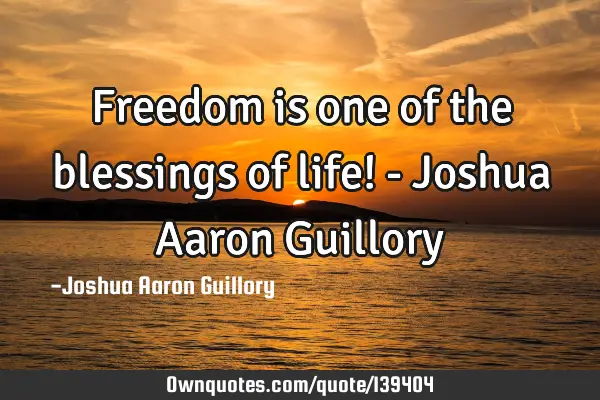 Freedom is one of the blessings of life! - Joshua Aaron G