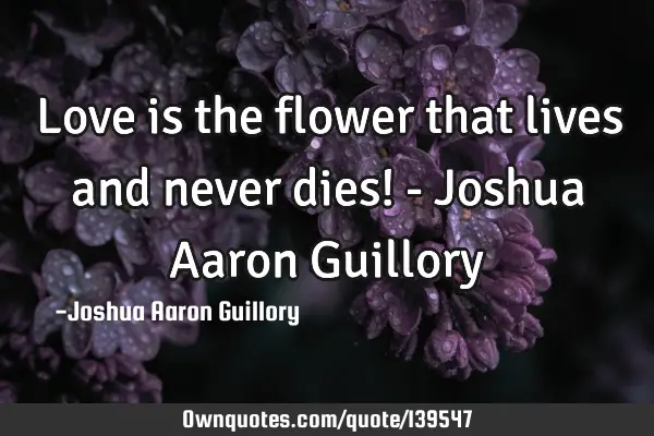 Love is the flower that lives and never dies! - Joshua Aaron G