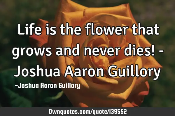Life is the flower that grows and never dies! - Joshua Aaron G