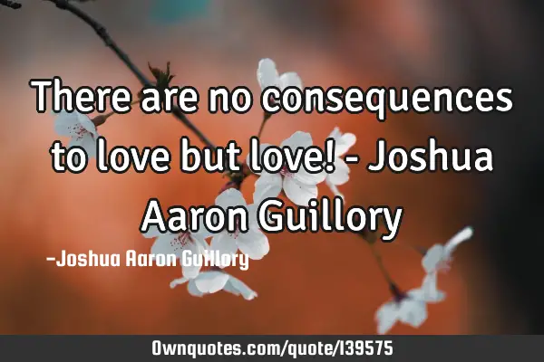 There are no consequences to love but love! - Joshua Aaron G