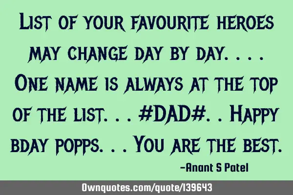 List of your favourite heroes may change day by day....one name is always at the top of the list...#