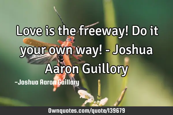 Love is the freeway! Do it your own way! - Joshua Aaron G