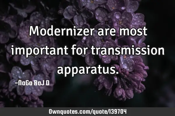 Modernizer are most important for transmission