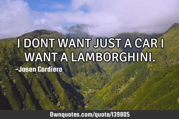 I DONT WANT JUST A CAR I WANT A LAMBORGHINI