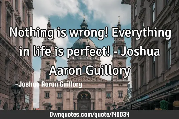 Nothing is wrong! Everything in life is perfect! - Joshua Aaron G