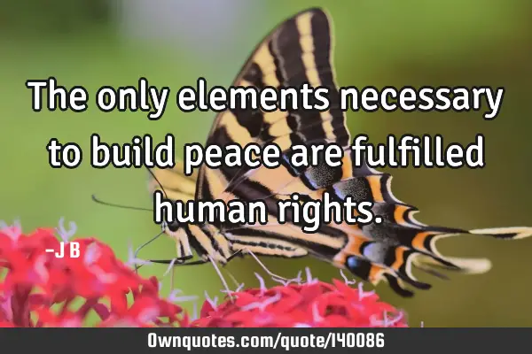 The only elements necessary to build peace are fulfilled human