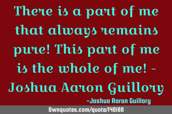 There is a part of me that always remains pure! This part of me is the whole of me! - Joshua Aaron G