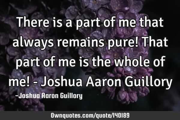 There is a part of me that always remains pure! That part of me is the whole of me! - Joshua Aaron G