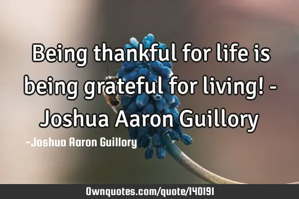 Being thankful for life is being grateful for living! - Joshua Aaron G