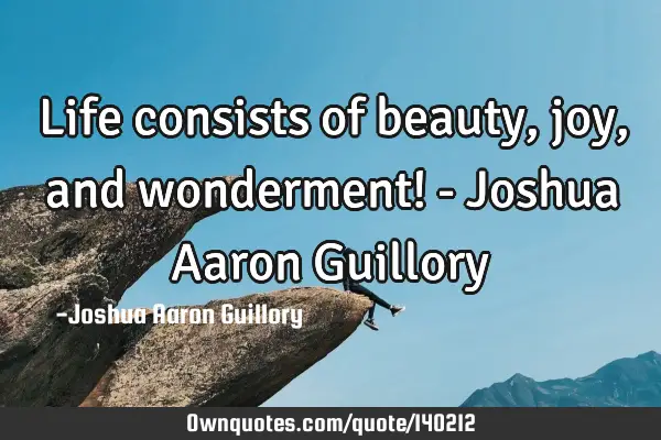 Life consists of beauty, joy, and wonderment! - Joshua Aaron G