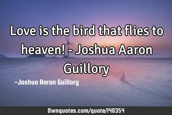 Love is the bird that flies to heaven! - Joshua Aaron G