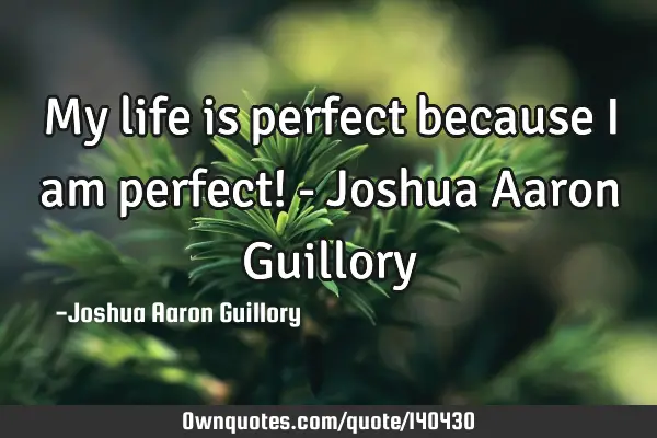 My life is perfect because I am perfect! - Joshua Aaron G