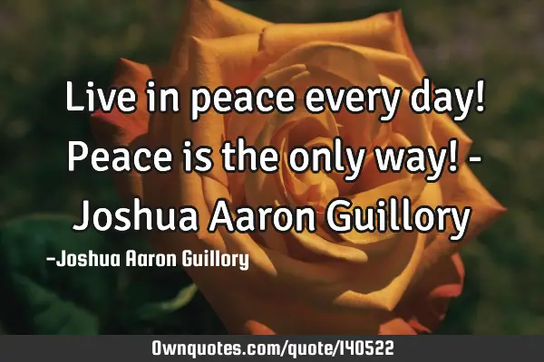 Live in peace every day! Peace is the only way! - Joshua Aaron G
