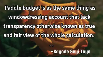 Paddle budget is as the same thing as windowdressing account that lack transparency otherwise known