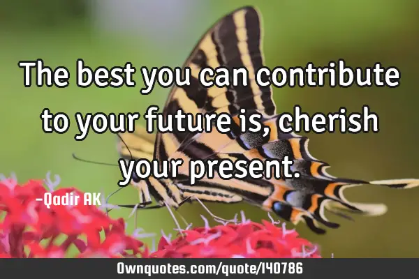 The best you can contribute to your future is, cherish your
