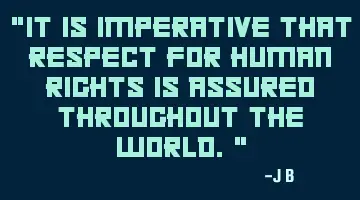 It is imperative that respect for human rights is assured throughout the