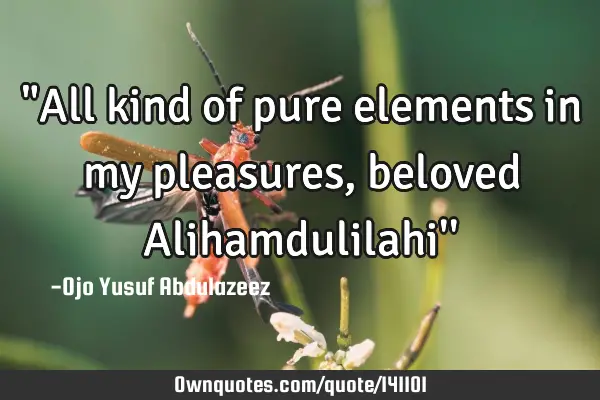 "All kind of pure elements in my pleasures, beloved Alihamdulilahi