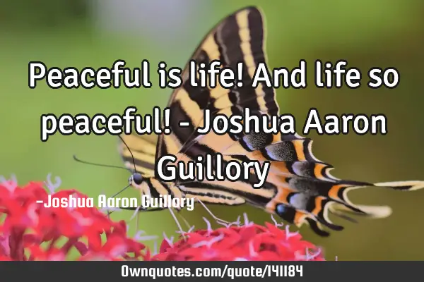 Peaceful is life! And life so peaceful! - Joshua Aaron G