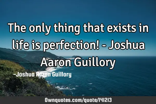 The only thing that exists in life is perfection! - Joshua Aaron G