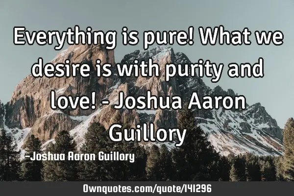 Everything is pure! What we desire is with purity and love! - Joshua Aaron G