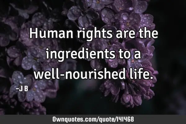 Human rights are the ingredients to a well-nourished