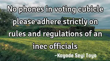 No phones in voting cubicle please adhere strictly on rules and regulations of an inec officials