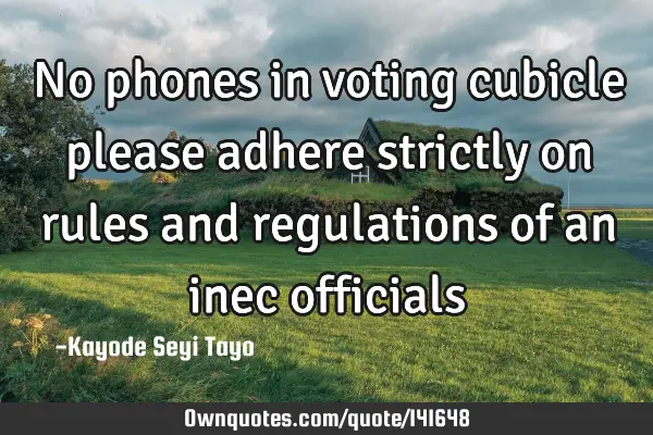 No phones in voting cubicle please adhere strictly on rules and regulations of an inec