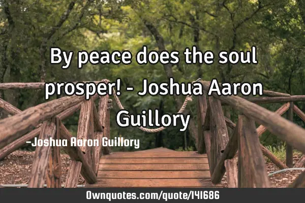 By peace does the soul prosper! - Joshua Aaron G