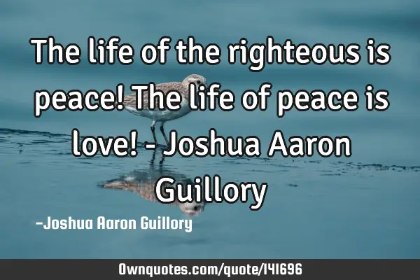 The life of the righteous is peace! The life of peace is love! - Joshua Aaron G