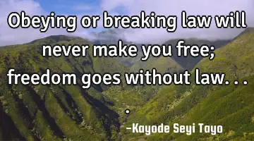 Obeying or breaking law will never make you free; freedom goes without law....