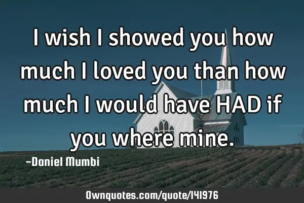 I wish I showed you how much I loved you than how much I would have HAD if you where
