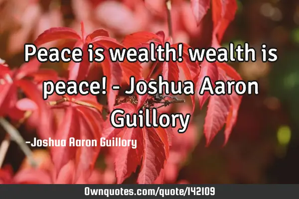 Peace is wealth! wealth is peace! - Joshua Aaron G