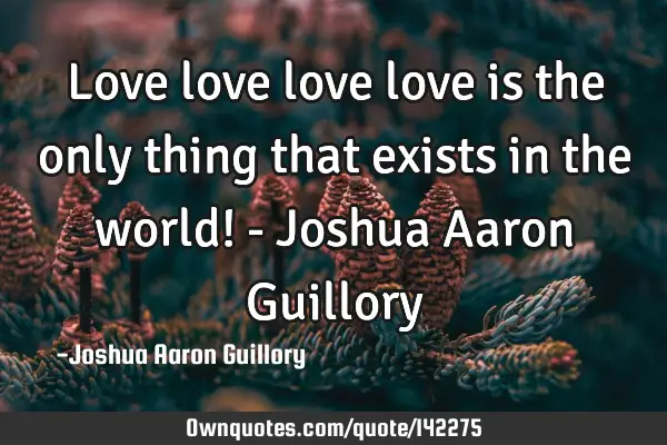 Love love love love is the only thing that exists in the world! - Joshua Aaron G