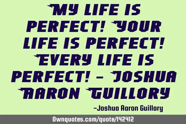My life is perfect! Your life is perfect! Every life is perfect! - Joshua Aaron G